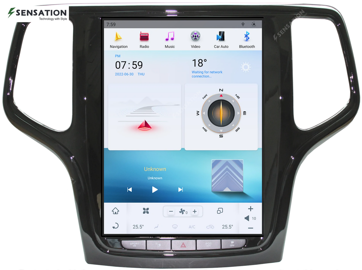 Jeep Grand Cherokee 10.4 Inch Tesla Style Android Vertical Screen 2014+ Built-In Carplay / Android Auto