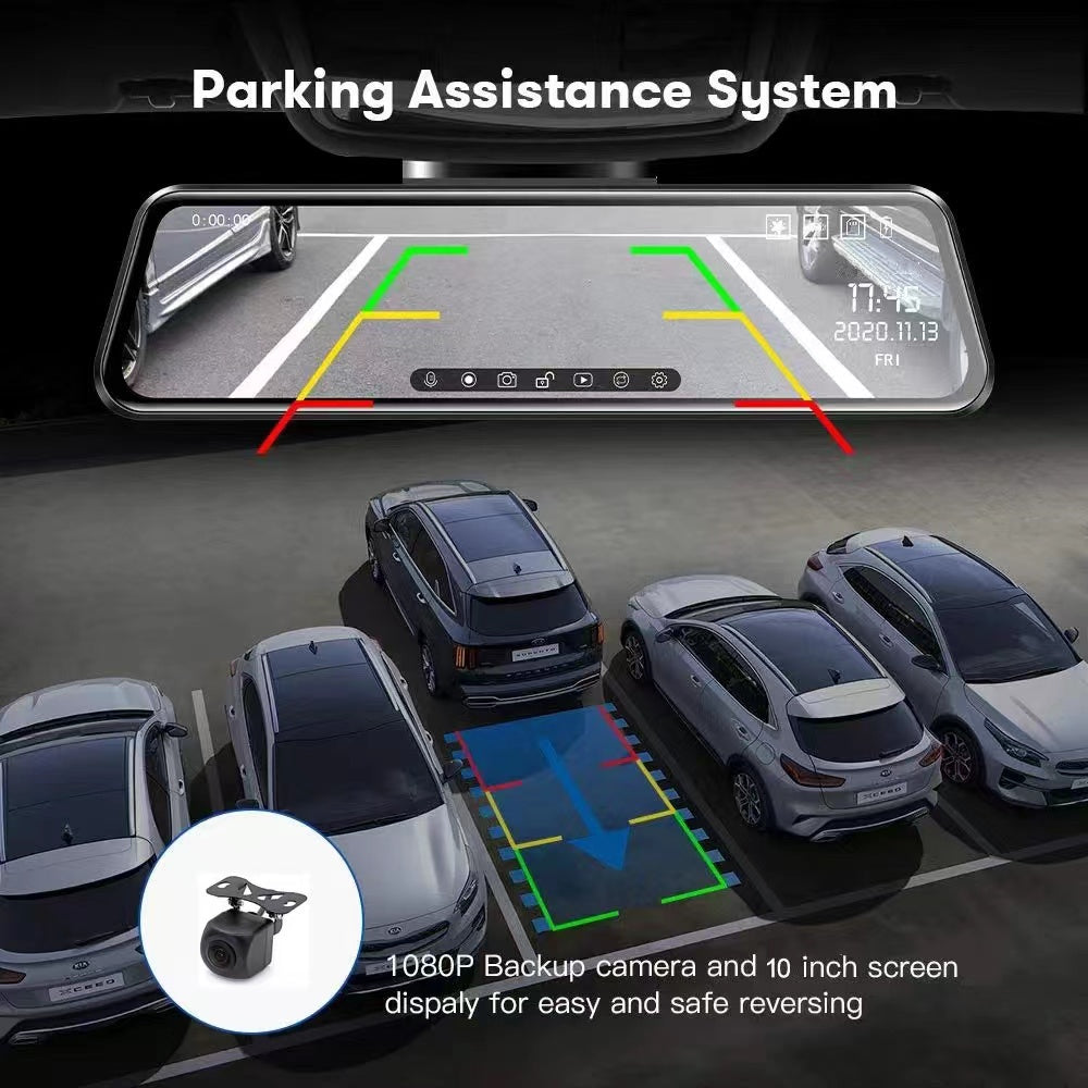 مرآة نيسان باترول الذكية مع مسجل فيديو رقمي وشاشة تعمل باللمس بالكامل وكاميرا عالية الدقة 1080 بكسل