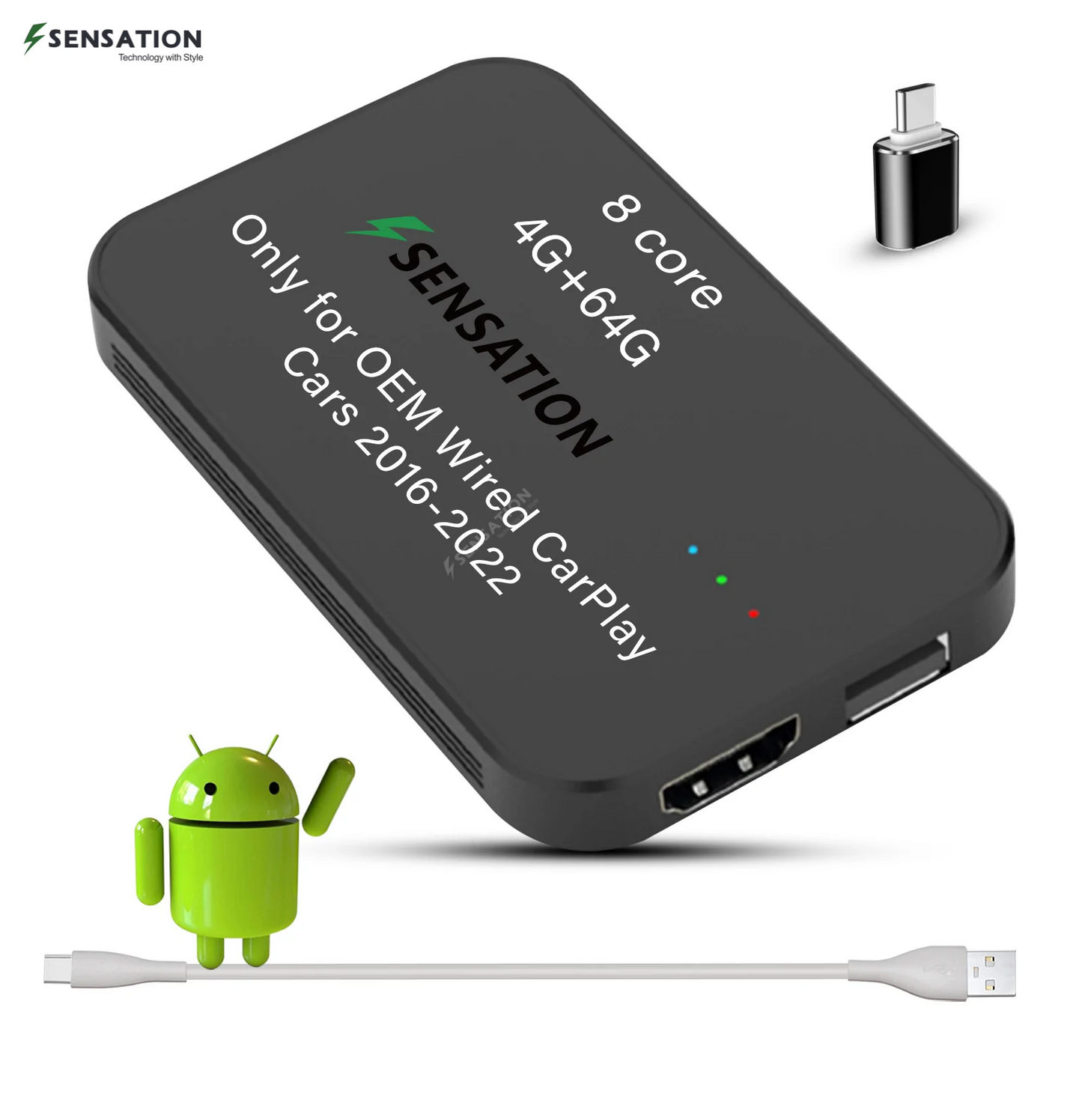 صندوق Carplay Android للسيارة الأصلية مع Carplay سلكي مع مخرج HDMI لشاشة مسند الرأس الخلفي