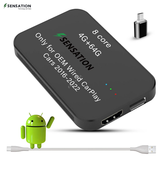 صندوق Carplay Android للسيارة الأصلية مع Carplay سلكي مع مخرج HDMI لشاشة مسند الرأس الخلفي