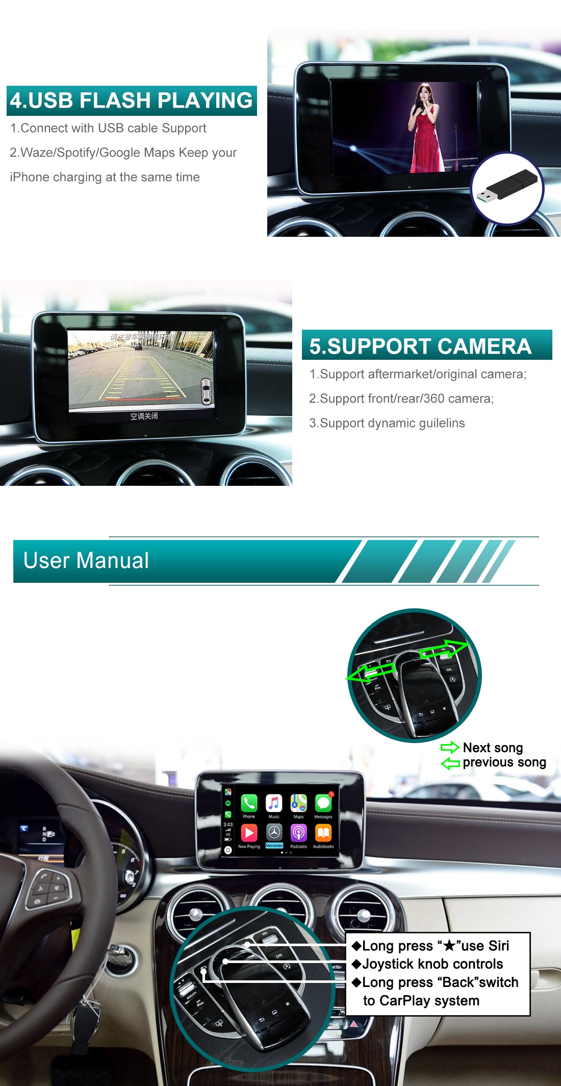 Marcedes C-Class 2015-17 Wireless Carplay Vehicle Interface Terminal Infotainment Module.