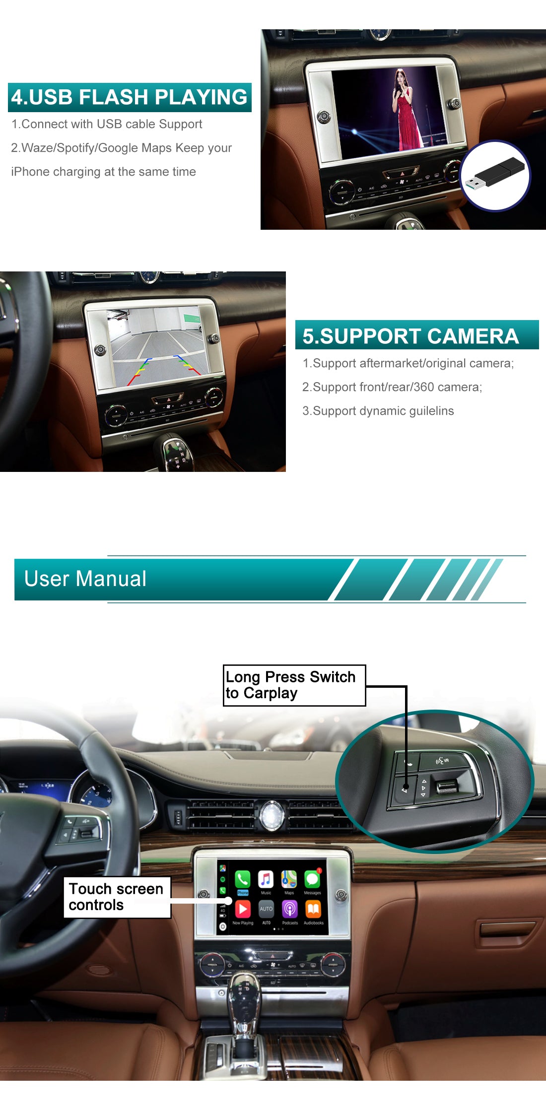 Maserati Quattroporte 2014-16 Wirless Carplay Vehicle Interface Terminal Infotainment Module(WJMA-1)