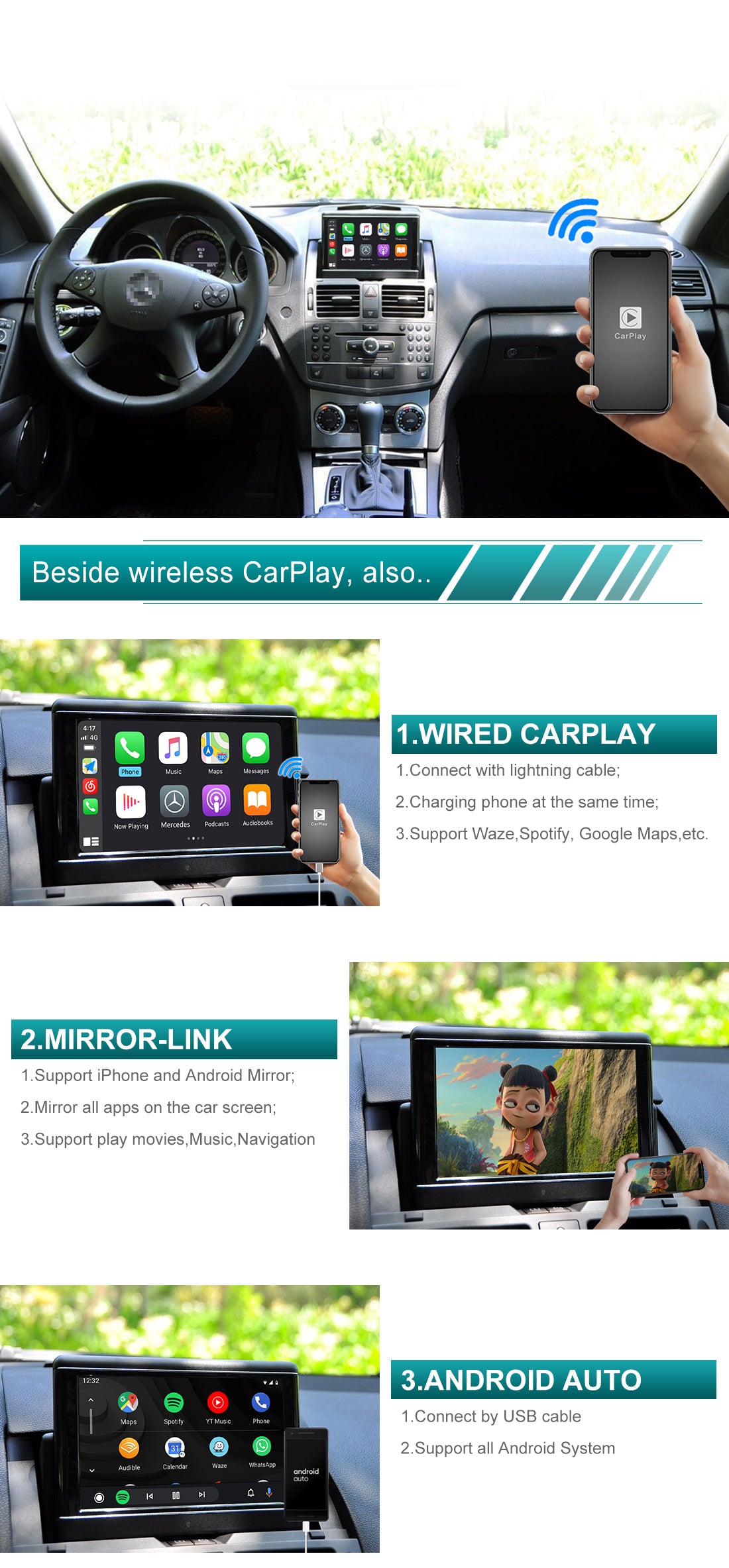 Maecedes C-Class 2007-11 Carplay Vehicle Interface Terminal Infotainment Module.