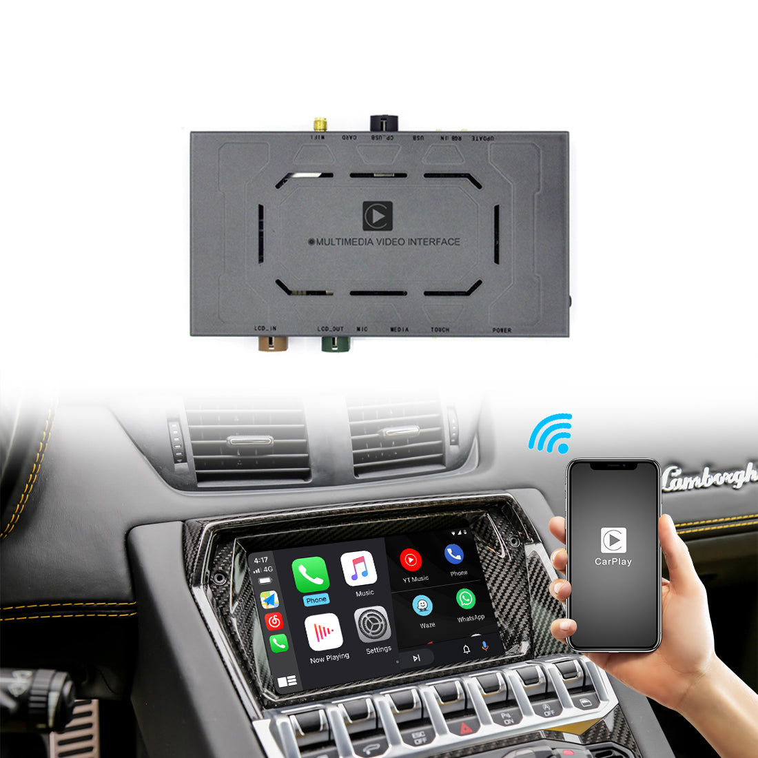 Lamborghini 2011-20 Wirless Carplay Vehicle Interface Terminal Infotainment Module No(D-C-La-bo-Gni 3G)