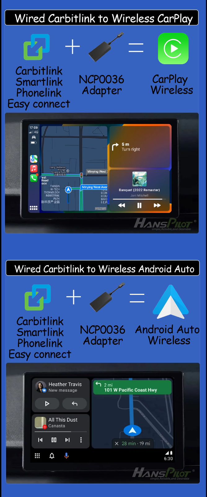 CarPlay Box + Android Auto wireless for Chinese Cars with Carbit / Carlink / PhoneLink / Easy Connect (Cars 2023+) with latest version of apps